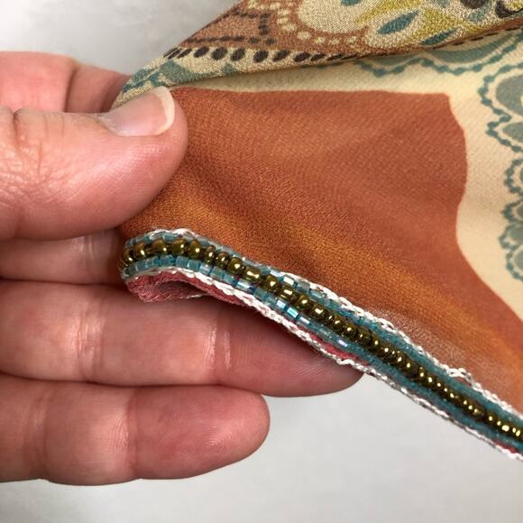 Soft Surroundings yellow orange blue beaded sheer tunic top size Extra Large XL - Picture 15 of 16